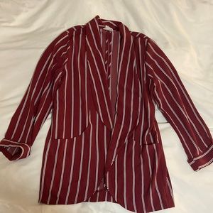 Striped Cardigan Open Front Dressy Shirt